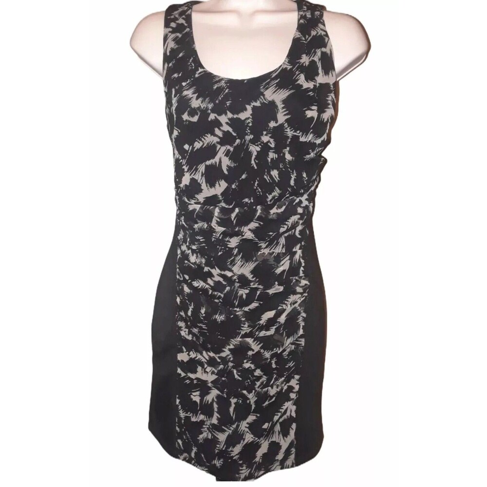 Plastic Island Black Taupe Sleeveless Open Back Draped Party Dress 2 MSRP $89.00
